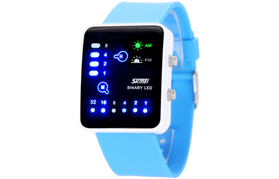 Розовые вахты Binary backlight EL wristwatch СИД цифров силикона
